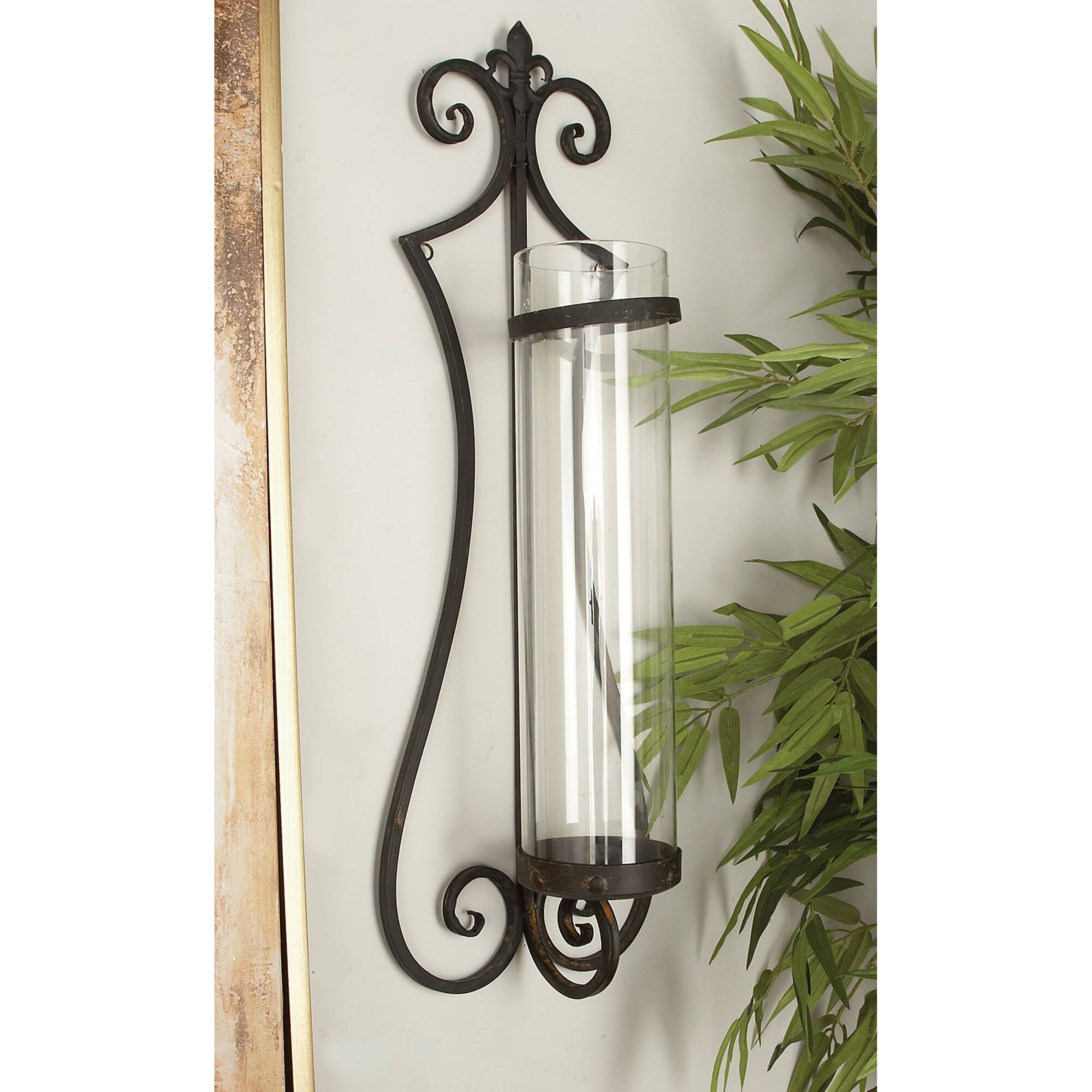 31" Black Iron Traditional Candle Wall Sconce